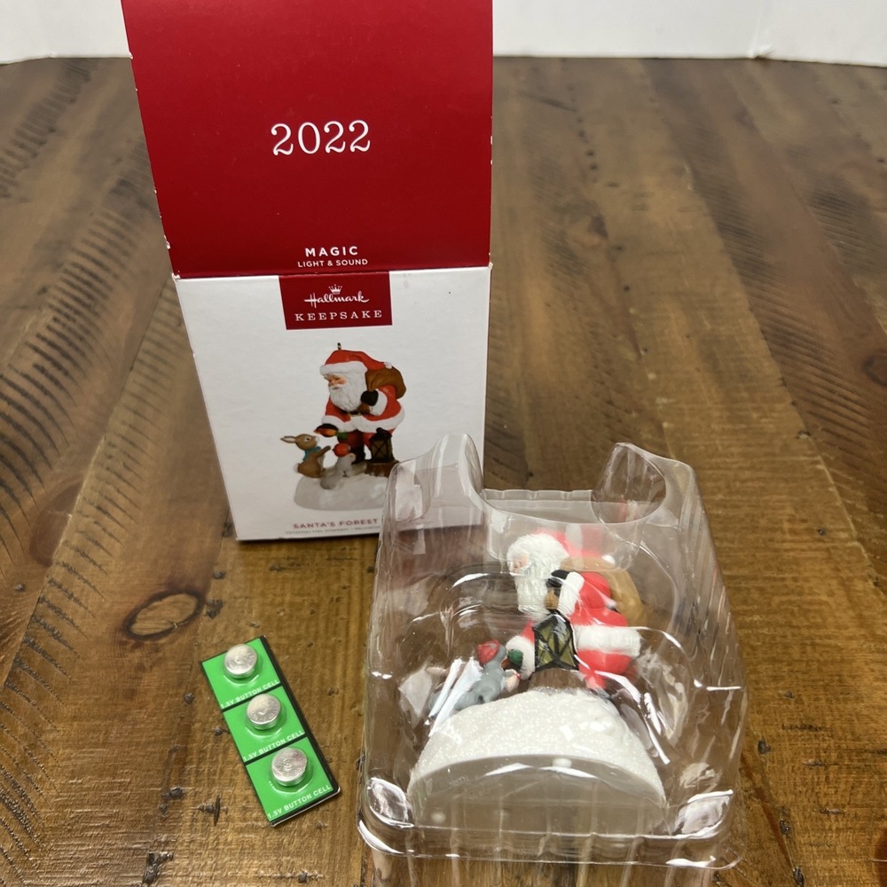 Hallmark Keepsake Santa's Forest Friends Magic Light Sound Ornament 2022 NEW